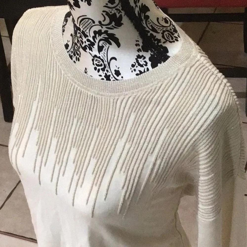 Alfani Women Sweater White Ivory Size M Pullover Embellished York